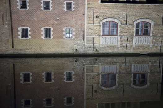 old town of bruges, belgium, by night