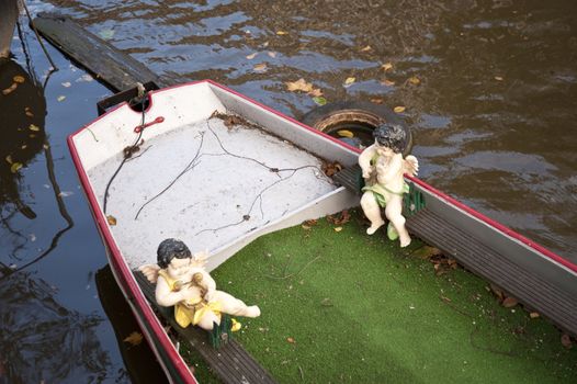 scene in the old town of amsterdam, netherlands