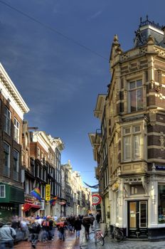 scene in the old town of amsterdam, netherlands (hdr)