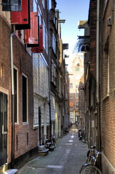 scene in the old town of amsterdam, netherlands (hdr)