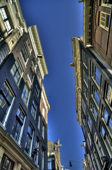 scene in the old town of amsterdam, netherlands (hdr)