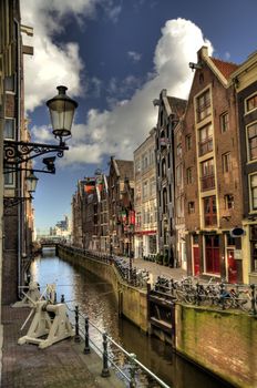 scene in the old town of amsterdam, netherlands (hdr)