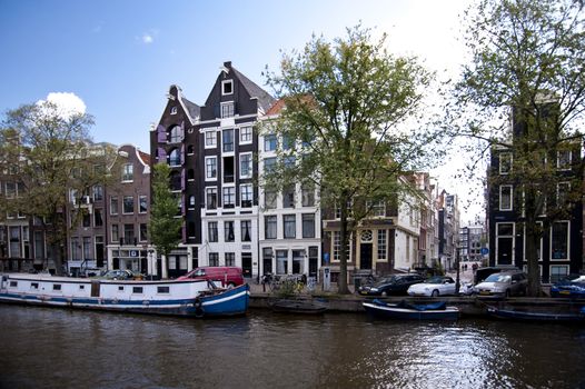 scene in the old town of amsterdam, netherlands
