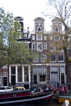 scene in the old town of amsterdam, netherlands