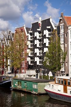 scene in the old town of amsterdam, netherlands