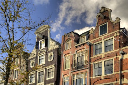 scene in the old town of amsterdam, netherlands (hdr)