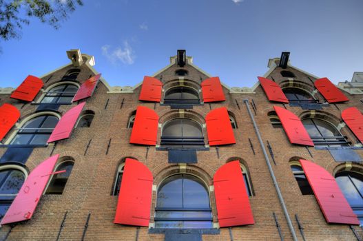 scene in the old town of amsterdam, netherlands (hdr)