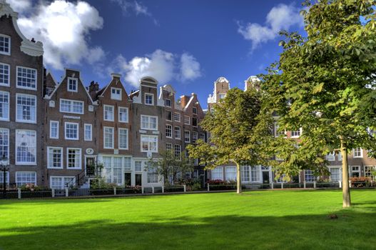 beguinage in the old town of amsterdam, netherlands (hdr)