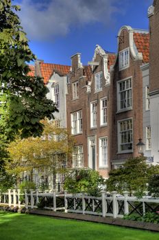 beguinage in the old town of amsterdam, netherlands (hdr)