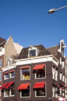 scene in the old town of amsterdam, netherlands