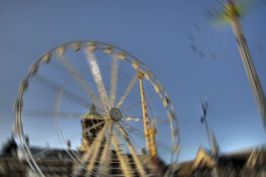 funfair scene in the old town of amsterdam, netherlands (hdr)