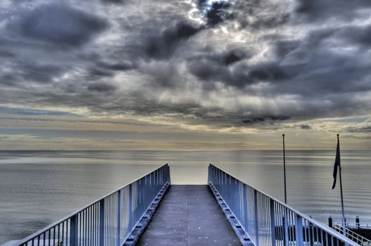 ijssel lake in the netherlands with cloudy sky (hdr)