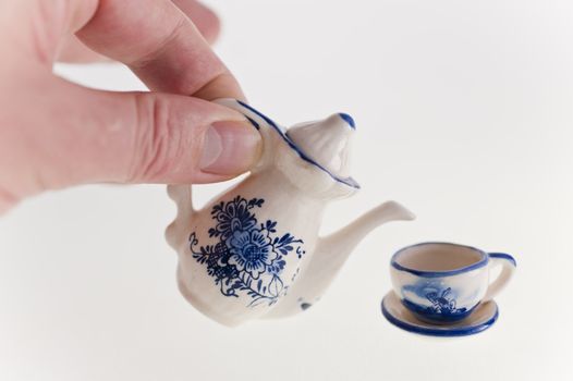 close up opf a miniature coffee set