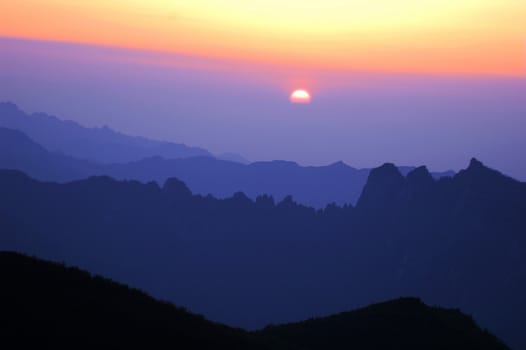 Landscape of sunrise on the top of mountains