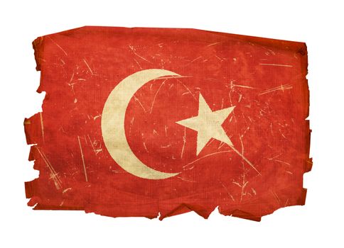 Turkey Flag old, isolated on white background.