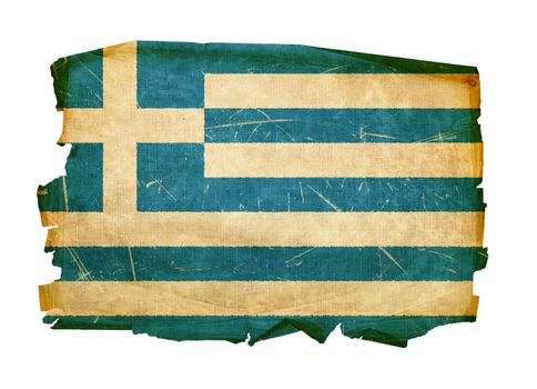 Greece Flag old, isolated on white background