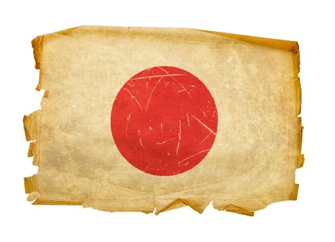 Japan Flag old, isolated on white background.