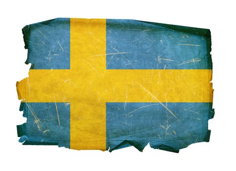 Sweden Flag old, isolated on white background.