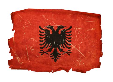 Albania Flag old, isolated on white background.