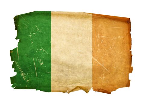 Ireland Flag old, isolated on white background.