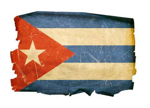 Cuba Flag old, isolated on white background.