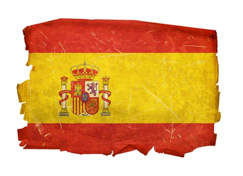 Spain Flag old, isolated on white background