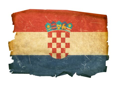 Croatia Flag old, isolated on white background.