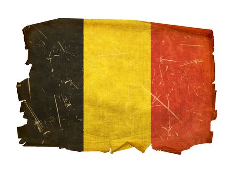 Belgium Flag old, isolated on white background.