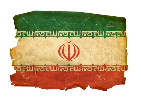 Iran Flag old, isolated on white background.