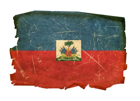 Haiti Flag old, isolated on white background.