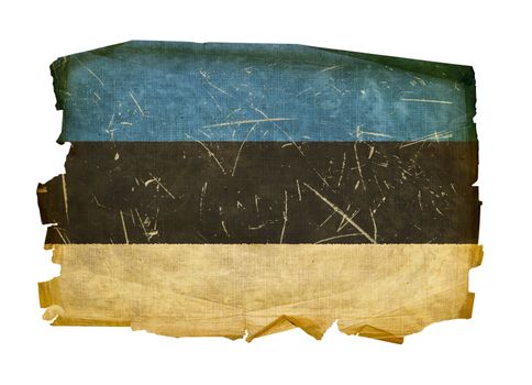 Estonia Flag old, isolated on white background.