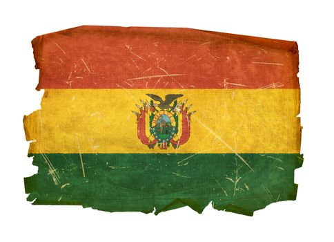 Bolivia Flag old, isolated on white background.