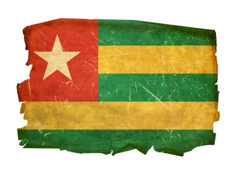 Togo Flag old, isolated on white background.