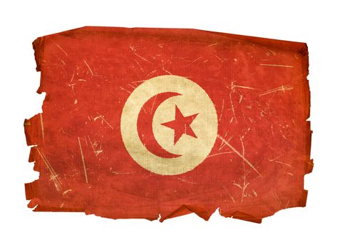 Tunisia Flag old, isolated on white background.