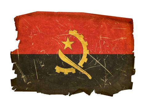Angola Flag old, isolated on white background.