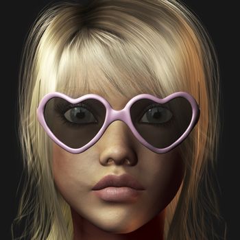 digital rendering of a girls face with sunglasses