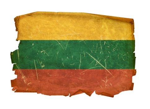 Lithuania Flag old, isolated on white background.