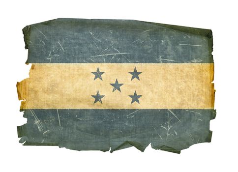 Honduras Flag old, isolated on white background.