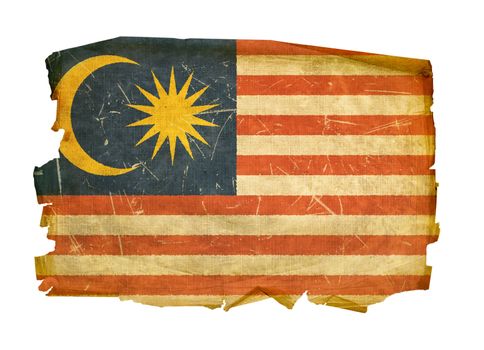 Malaysia Flag old, isolated on white background.