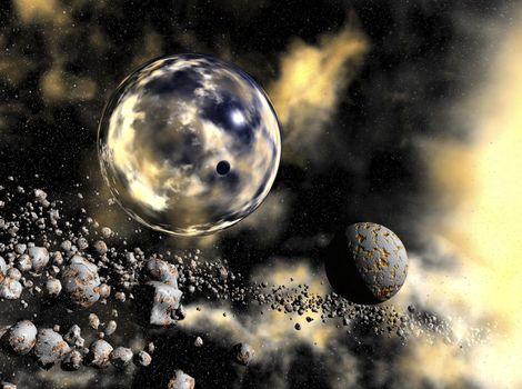 digital rendering of a space scene