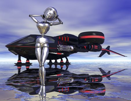 digital rendering of a science fiction scene