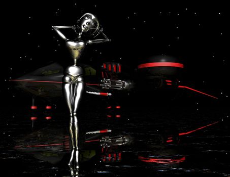 digital rendering of a science fiction scene