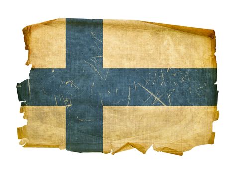 Finland Flag old, isolated on white background.