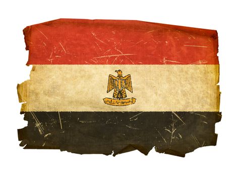 Egypt Flag old, isolated on white background.