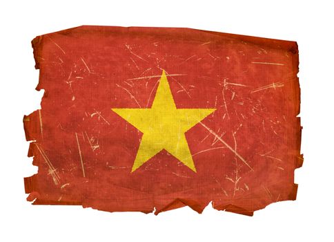 Vietnam Flag old, isolated on white background.