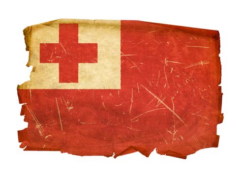 Tonga Flag old, isolated on white background.