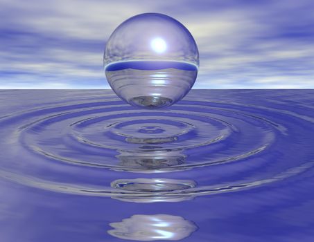 digital rendering of a bubble on water