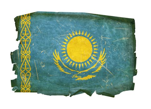 Kazakhstan Flag old, isolated on white background.