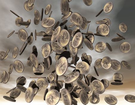 digital rendering of raining dollars