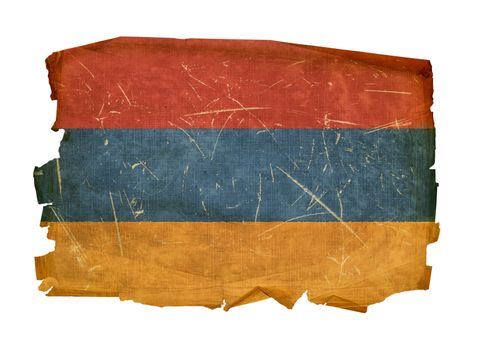 Armenia Flag old, isolated on white background.